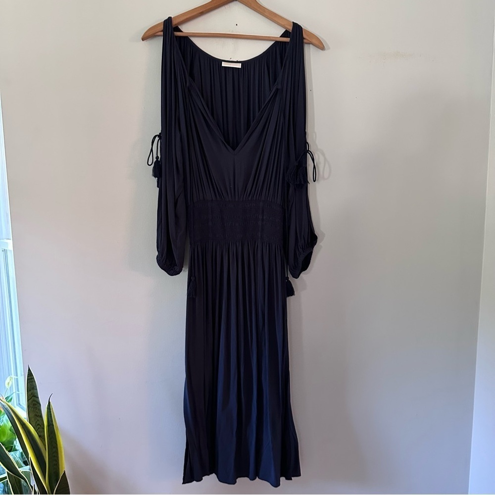 MICHAEL Michael Kors Navy Boho Midi Dress Cover Up - Twisted Rope Tassels Size S - Picture 6 of 14